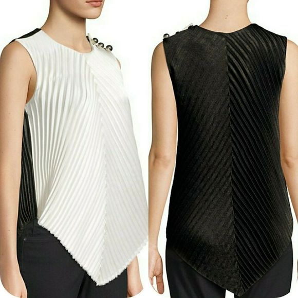 Yigal Azrouel Two tone Chevron pleat topñ - Picture 1 of 11